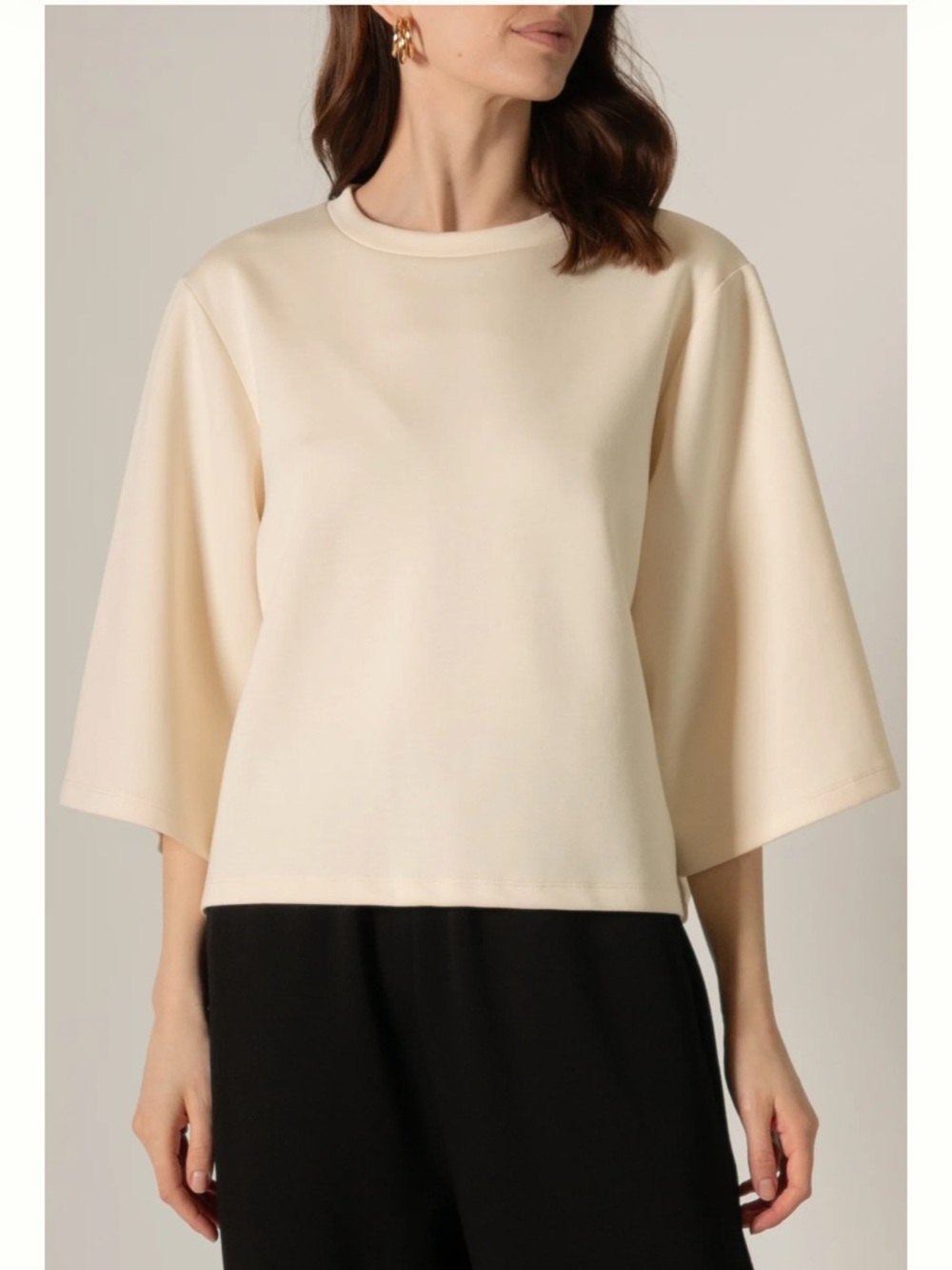 P Cill Cream Boxy Crewneck Top - Unbranded